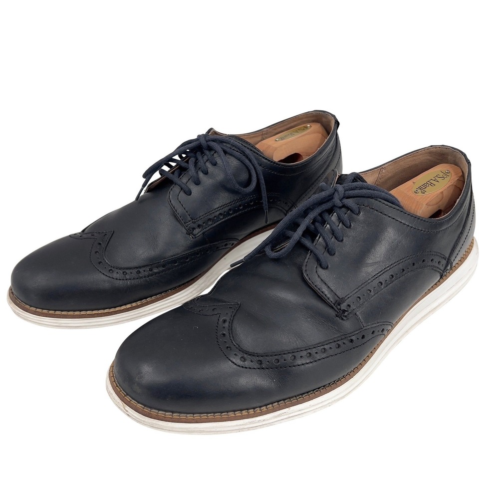 Cole Haan OriginalGrand Wingtip Oxford Black Leather White Sole Size 13M